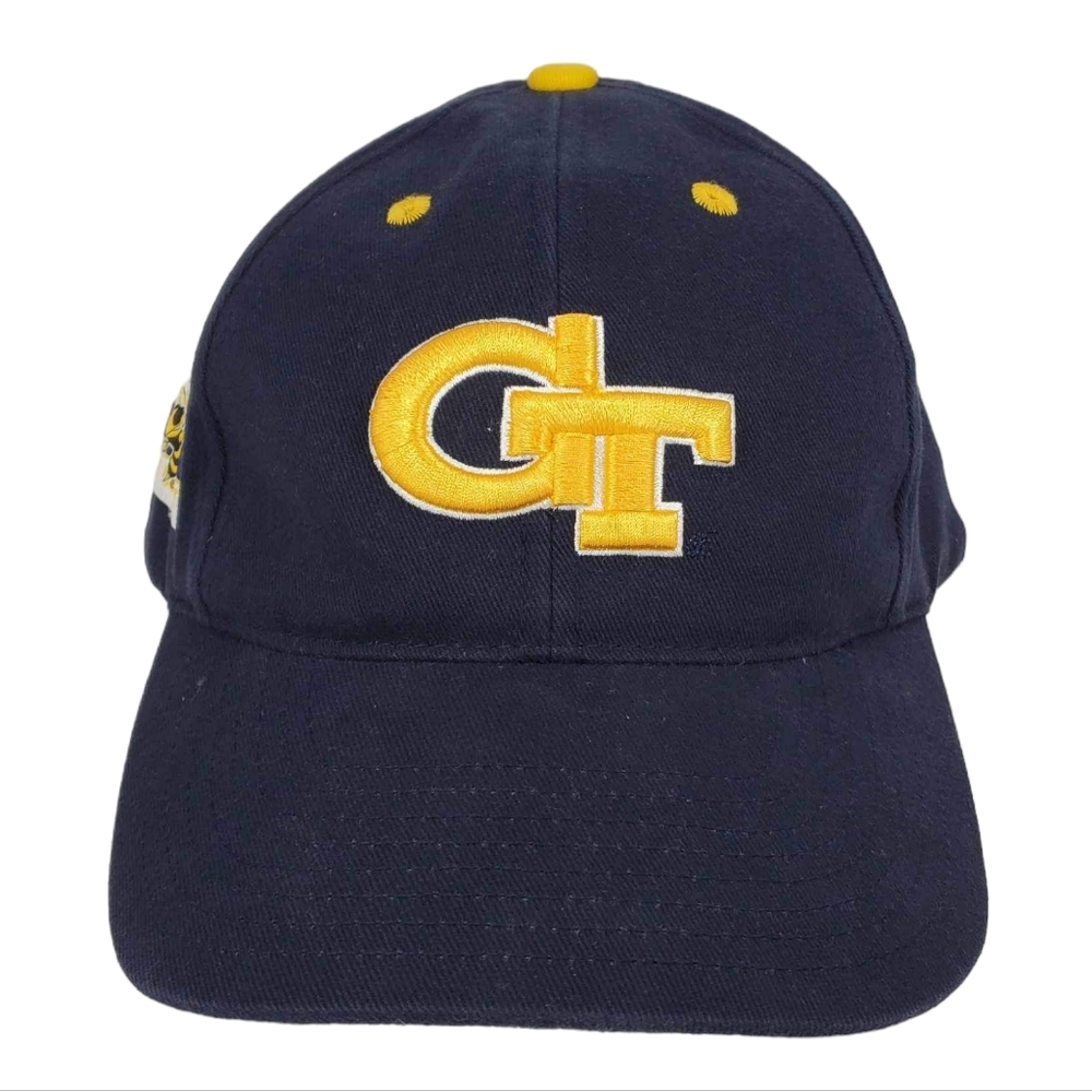 GT Georgia Tech Logo Hat Navy Gold Adjustable Velcro One Size Fits Most